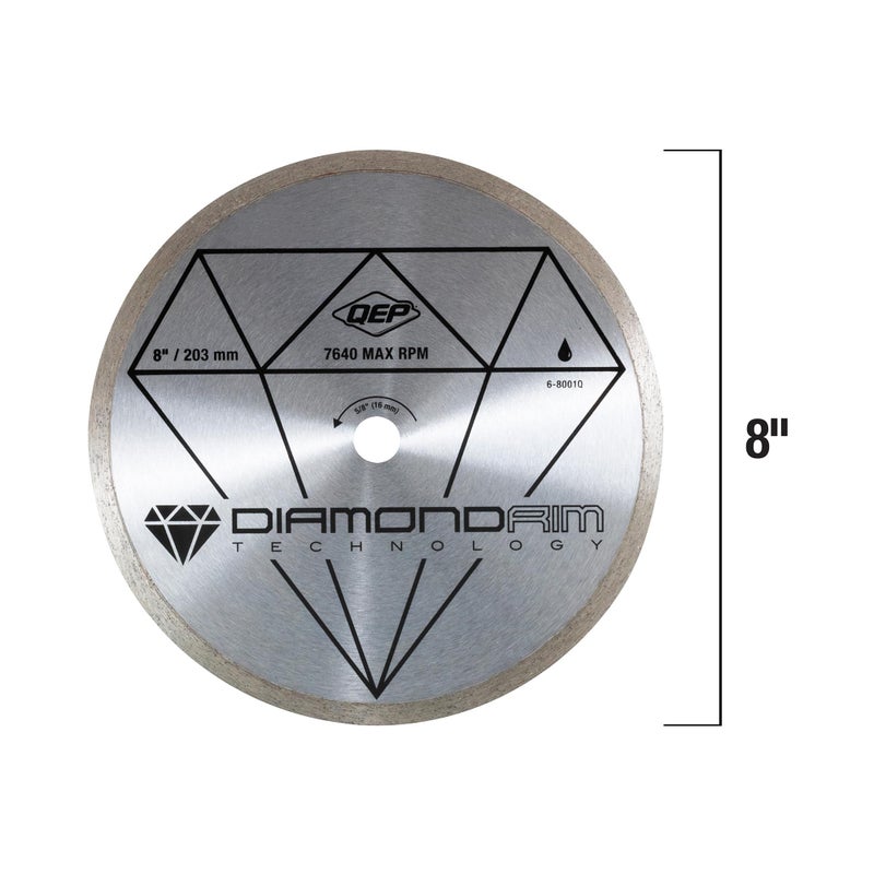 QEP 8" Continuous Rim Diamond Blade - For Wet Cutting of Ceramic Tile - Image 3